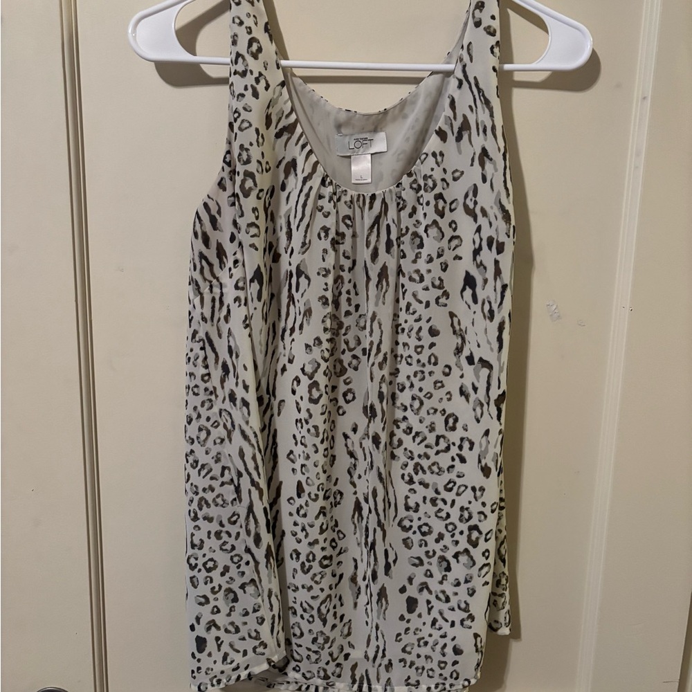 LOFT Black and White Relaxed Sleeveless Tank Top